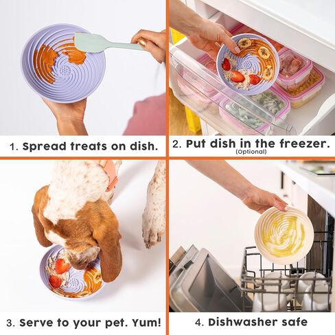 Awoo Wobbowl - حصيرة لعق الكلاب من السيليكون ووعاء تغذية بطيء - طبق للحيوانات الأليفة آمن للغسل في غسالة الأطباق - يطيل وقت تناول الطعام للأكل السريع ويقلل القلق - للأطعمة الرطبة والجافة (حكيم) in Kuwait