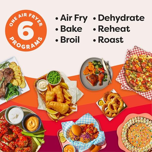 وعاء فوري 4Qt VORTEX 6 في 1 مقلاة هوائية صغيرة، خيارات برنامج مخصص، قلي بالهواء، شواء، تحميص، تجفيف، خبز، إعادة تسخين، أسود، 4 كوارت in Kuwait
