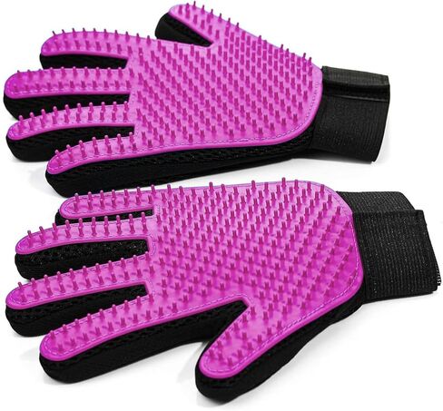 Pet Grooming Gloves for Dogs and Cats, Silicone Bathing and Massaging Gloves with High-Density Teeth, Heat Resistant Five Finger Design for Washing, Deshedding, Hair Removal Pink in Saudi Arabia