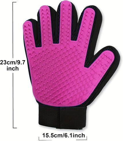 Pet Grooming Gloves for Dogs and Cats, Silicone Bathing and Massaging Gloves with High-Density Teeth, Heat Resistant Five Finger Design for Washing, Deshedding, Hair Removal Pink in Saudi Arabia