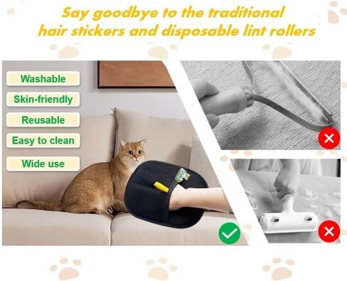 2 Packs Pet Hair Removal Tool for Cats & Dogs with Funny Cat Pins, 2025 Newly Reusable and Easy Cleaning Hair Remover, Electrostatic Pet Hair Remover for Laundry, Couch, Carpet, Car Seat in Kuwait