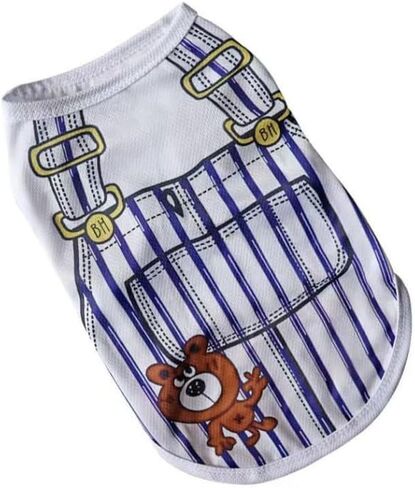 1pc Adorable Cartoon-Print Dog Vest - Breathable Mesh Pet Apparel for Spring & Summer | Suitable for Small and Medium-Sized Pets| Machine Washable,Bear Design,S,White in Saudi Arabia