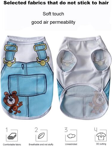 1pc Adorable Cartoon-Print Dog Vest - Breathable Mesh Pet Apparel for Spring & Summer | Suitable for Small and Medium-Sized Pets| Machine Washable,Bear Design,S,White in Saudi Arabia