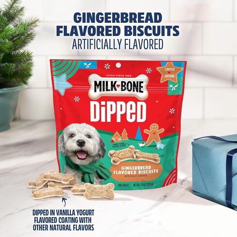 Milk-Bone Dipped Gingerbread Artificially Flavored Dog Biscuits, 10 oz Bag (Pack of 2) in Saudi Arabia