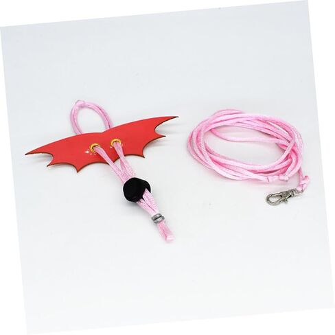 Generic 2PCS Adjustable Reptile Leash with Wing Harness for Small Pets Lizard Rope for Outdoor Walking Unique Non-Folding Wings S Red Pink Suitable for Bearded Dragons and Small Animals in Saudi Arabia