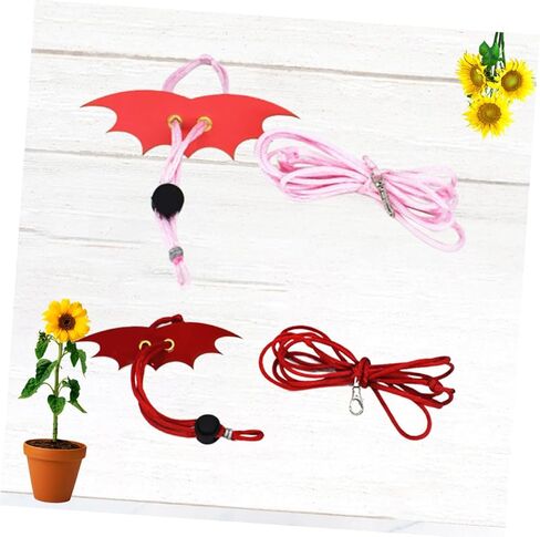 Generic 2PCS Adjustable Reptile Leash with Wing Harness for Small Pets Lizard Rope for Outdoor Walking Unique Non-Folding Wings S Red Pink Suitable for Bearded Dragons and Small Animals in Saudi Arabia