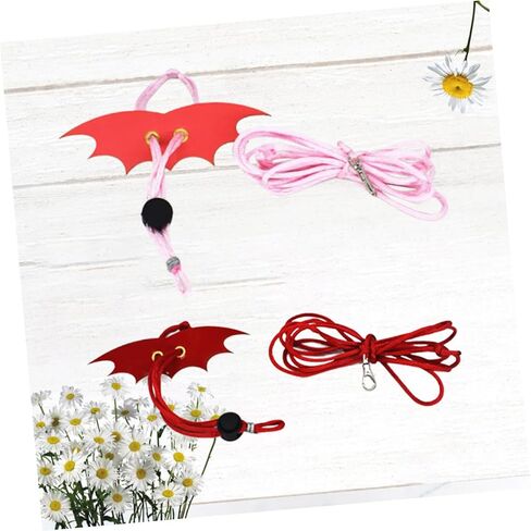 Generic 2PCS Adjustable Reptile Leash with Wing Harness for Small Pets Lizard Rope for Outdoor Walking Unique Non-Folding Wings S Red Pink Suitable for Bearded Dragons and Small Animals in Saudi Arabia
