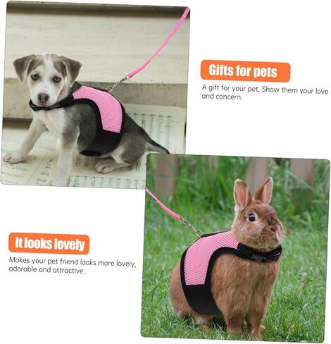 3 Sets Small Pet Rabbit Vest Leash with Comfortable Harness Strap for Bunnies Guinea Pigs Ferrets Easy to Wear Chest Strap for Outdoor Walking and Photos in Saudi Arabia