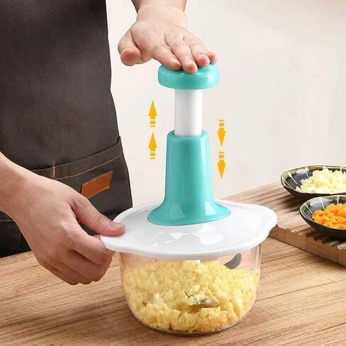 Manual Vegetable Cutter Chopper, Food Processor 1.5L Bowl Effortless Meat Mincer Fruits and Herbs Chopper Garlic Onion Hand Press Manual Food Chopper (Mint Green) in Kuwait