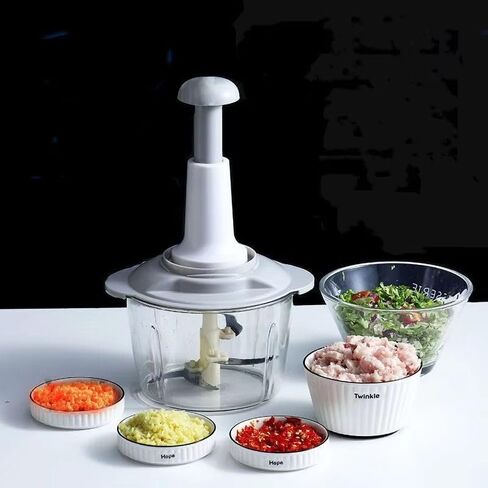 Manual Vegetable Cutter Chopper, Food Processor 1.5L Bowl Effortless Meat Mincer Fruits and Herbs Chopper Garlic Onion Hand Press Manual Food Chopper (Mint Green) in Kuwait