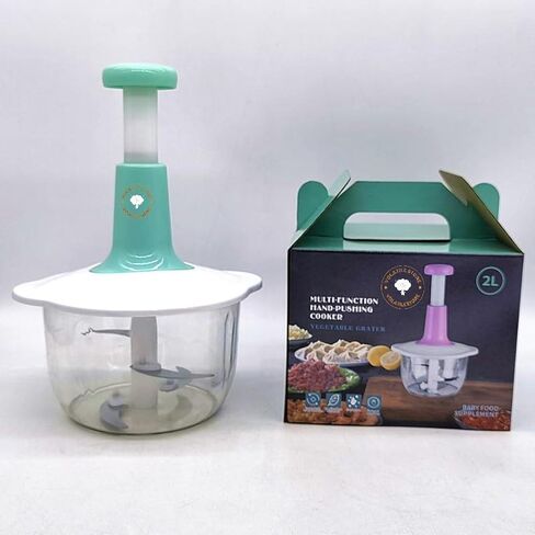 Manual Vegetable Cutter Chopper, Food Processor 1.5L Bowl Effortless Meat Mincer Fruits and Herbs Chopper Garlic Onion Hand Press Manual Food Chopper (Mint Green) in Kuwait