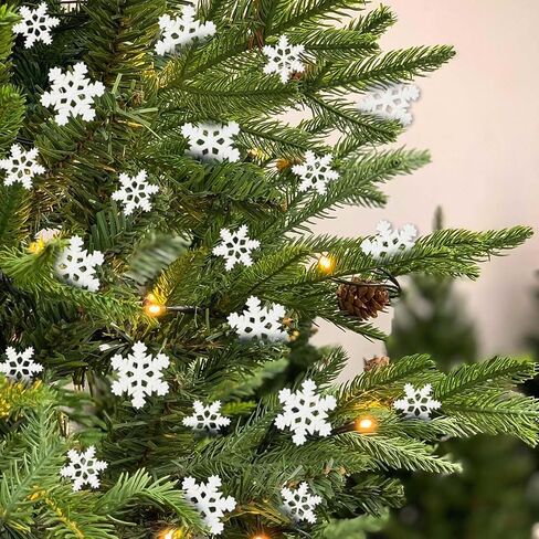 100Pcs Mini Snowflake Ornament Christmas Decorations- Glitter Resin White and Clear Snowflakes Christmas Craft Embellishment for DIY Craft Xmas Tree Winter Party Table Decor (3 Sizes) in Saudi Arabia