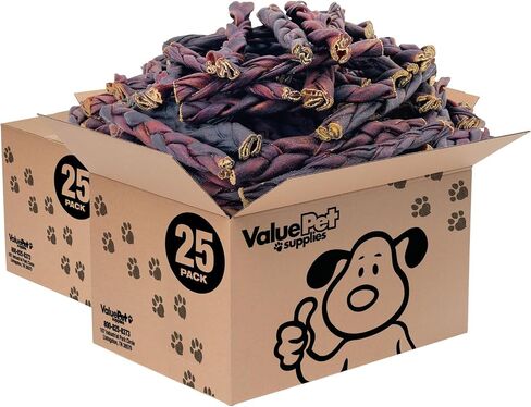 ValueBull Collagen Braided Sticks for Dogs, 6 Inch Medium Chews, Natural Long-Lasting Dog Treats, 25 Count Bulk Pack - Supports Joints, Skin & Coat with Chondroitin & Glucosamine in Saudi Arabia