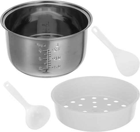 STOBAZA Rice Cooker Stainless Steel Inner Pot Replacement, Non-Stick Rice Cooker Inner Pot for Kitchen Pressure Cookware Accessory - 3L Capacity in Saudi Arabia