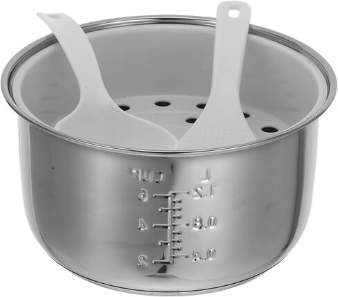 STOBAZA Rice Cooker Stainless Steel Inner Pot Replacement, Non-Stick Rice Cooker Inner Pot for Kitchen Pressure Cookware Accessory - 3L Capacity in Saudi Arabia