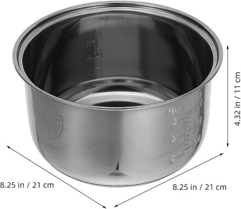 STOBAZA Rice Cooker Stainless Steel Inner Pot Replacement, Non-Stick Rice Cooker Inner Pot for Kitchen Pressure Cookware Accessory - 3L Capacity in Saudi Arabia