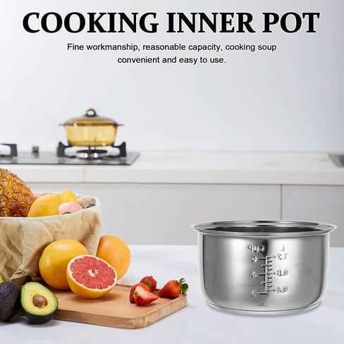 STOBAZA Rice Cooker Stainless Steel Inner Pot Replacement, Non-Stick Rice Cooker Inner Pot for Kitchen Pressure Cookware Accessory - 3L Capacity in Saudi Arabia