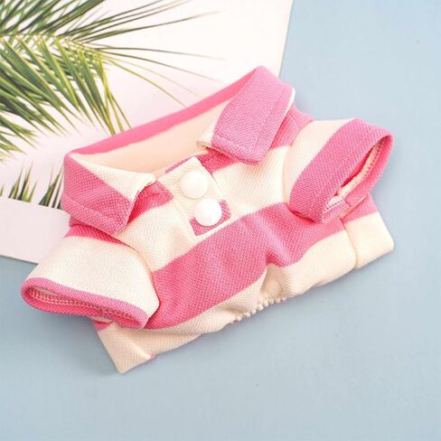 Summer Striped Pet T-Shirt for Small Dogs & Cats - Breathable Cotton Blend, Pink, roll Neck Design for Chihuahua, Poodle, Yorkie (M) in Kuwait