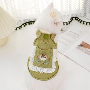 Pet Dog Cat Clothes Ruffle Sleeveless Vest T-Shirt Cartoon Embroideries Spring Summer Outfit Dresses for Kitten Puppy in Kuwait