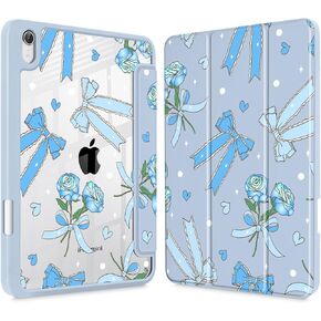 Tuiklol Clear Case for iPad mini 7 (A17 Pro 7th Generation) 2024 / iPad mini 6 (6th Generation) 2021 8.3 Inch,Built-in Pencil Holder Slim Transparent Back Shell Cover Auto Wake/Sleep, Bow-Blue in Kuwait