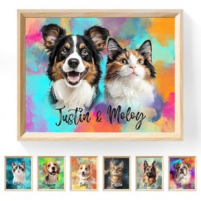 PAWSARTIZE Custom Pet Portrait, Hand-Painted Portrait from Your Photo, Dog Memorial Gifts, Dog Wall Art Perfect for Birthdays, Anniversaries & Cherished Gifts （multicolored） in Saudi Arabia