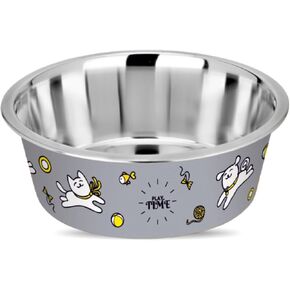 Stainless Steel Dog Bowls | Cat Bowls (Set of 2) - Anti Skid Dog Water Bowl | Cat Water Bowl - Dishwasher Safe - 13oz / 400ml – 12.3cm (Pale Turquoise Playtime Print) in Saudi Arabia