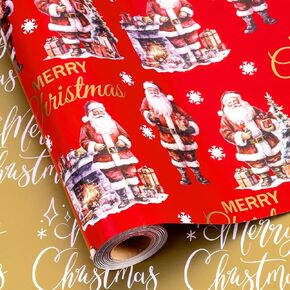 MAYPLUSS Christmas Wrapping Paper Roll - Mini Roll - 17.3 inch X 120 inch Per roll - 3 Different Red & Black Plaid Design (43.2 sq.ft.ttl) in Kuwait