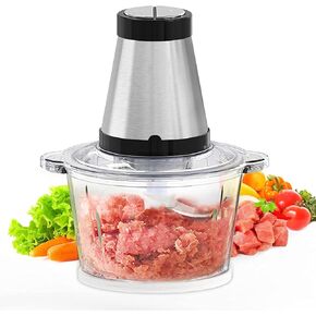 Food Processor and Blender with 2 Speeds, Home Kitchen Food Chopper for Meat, Vegetable, Onion, 2L Large Capacity Glass Bowl for Ingredients, Low Noise, Detachable Sharp Blade, Easy to Clean in Saudi Arabia