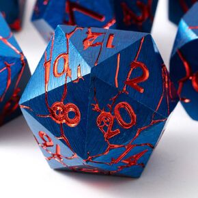DND Metal Dice - Pharaoh Ruins Gold with Blue Cracks - Polyhedral Dice Set for D&D, RPG and More - Beautifully Detailed for Dungeons and Dragons in Kuwait