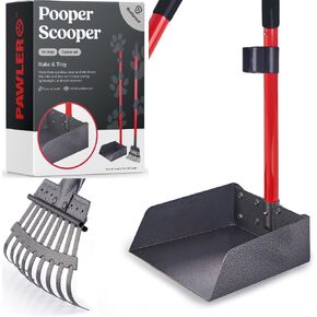 Pooper Scooper for Large Dogs and Small Dogs, Metal Poop Scooper Set with Long Handle Rake and Heavy Duty Tray for Yard, Grass, Dirt or Gravel, Heavy Duty Aluminum Poop Picker Upper in Saudi Arabia