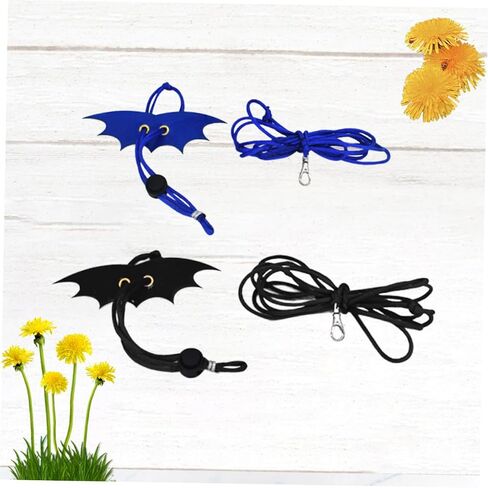 Generic 2PCS Adjustable Reptile Leash with Wing Design Small Animal Harness Rope for Lizards and Bearded Dragons Outdoor Walking Accessories in Medium Black and Small Blue in Saudi Arabia