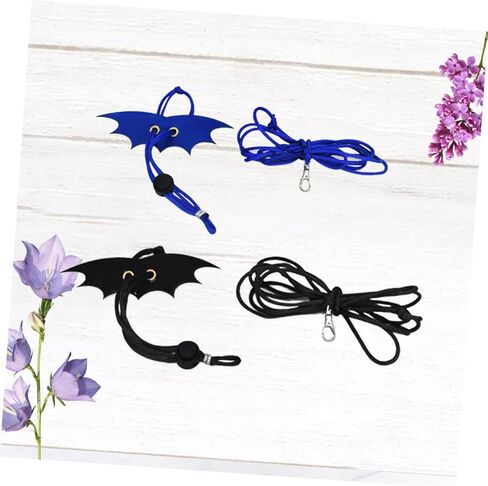 Generic 2PCS Adjustable Reptile Leash with Wing Design Small Animal Harness Rope for Lizards and Bearded Dragons Outdoor Walking Accessories in Medium Black and Small Blue in Saudi Arabia