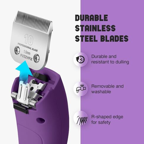 Professional Dog Clippers for Grooming - 2 Speed Detachable Blade Pet Grooming Kit for Thick Curly Matted Coats - Low Noise Heavy Duty Cordless Hair Trimmer for Animal in Saudi Arabia