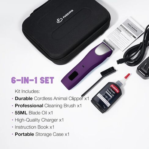 Professional Dog Clippers for Grooming - 2 Speed Detachable Blade Pet Grooming Kit for Thick Curly Matted Coats - Low Noise Heavy Duty Cordless Hair Trimmer for Animal in Saudi Arabia
