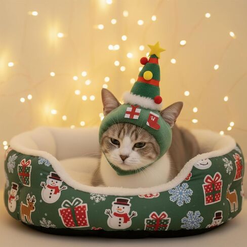 Christmas Tree Hat for Cat Pet, Headband Christmas Cat Hat with Star and Pompoms for Xmas Cosplay Costume Kitten Puppy Party Dress Up Accessories, Cosplay Party Clothing for Small Cat Dog in Saudi Arabia