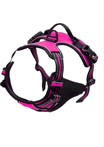 Dog Harness, No-Pull Pet Harness with 2 Leash Clips, Adjustable Soft Padded Dog Vest, Reflective No-Choke Pet Oxford Vest with Easy Control Handle for Large Dogs, Black in Saudi Arabia