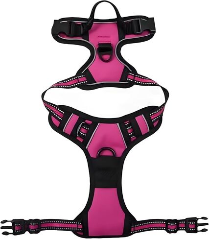 Dog Harness, No-Pull Pet Harness with 2 Leash Clips, Adjustable Soft Padded Dog Vest, Reflective No-Choke Pet Oxford Vest with Easy Control Handle for Large Dogs, Black in Saudi Arabia