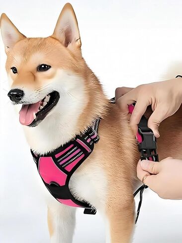 Dog Harness, No-Pull Pet Harness with 2 Leash Clips, Adjustable Soft Padded Dog Vest, Reflective No-Choke Pet Oxford Vest with Easy Control Handle for Large Dogs, Black in Saudi Arabia