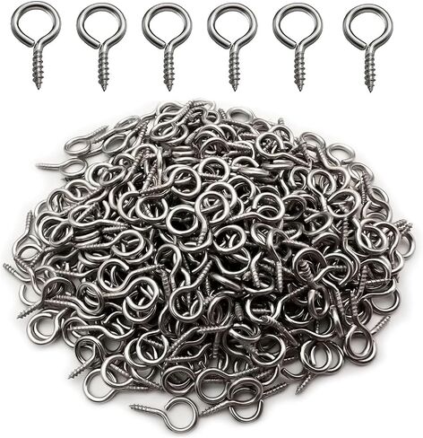 (304) Stainless Steel Small Mini Screw Eyes Pin Hook for Jewelry, Cork Bottles,Resin, Bead,300 Pack 0.39x0.16inch Tiny Hook Screws Ring in Kuwait