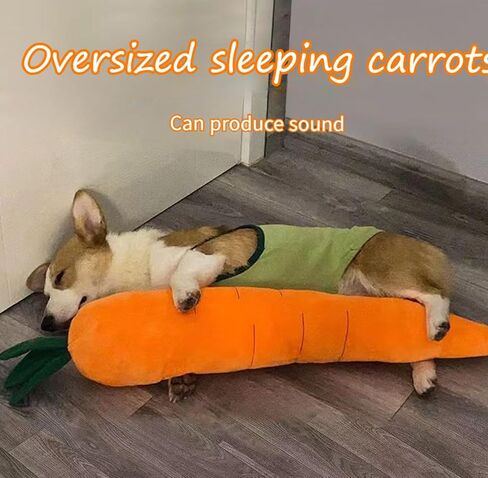 Giant 29.5'' Anxiety Relief Carrot Plush for Dogs - Squeaker Inside Interactive Chew Toy with Hypoallergenic Filling | Oeko-TEX Certified Boredom Buster & Cuddle Companion in Kuwait
