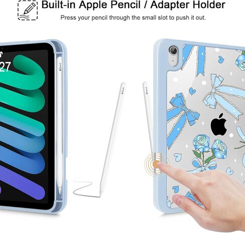 حالة Tuiklol Clear لـ iPad Mini 7 (A17 Pro 7th Generation) 2024 / iPad Mini 6 (الجيل السادس) 2021 8.3 بوصة ، حامل قلم رصاص مدمج غطاء شفاف شفاف. in Kuwait