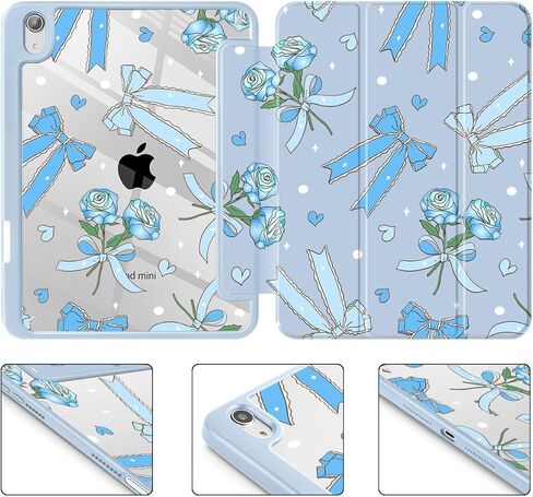 حالة Tuiklol Clear لـ iPad Mini 7 (A17 Pro 7th Generation) 2024 / iPad Mini 6 (الجيل السادس) 2021 8.3 بوصة ، حامل قلم رصاص مدمج غطاء شفاف شفاف. in Kuwait