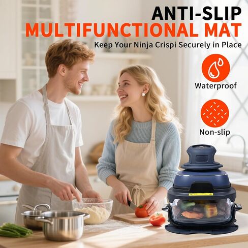 Air Fryer Silicone Lid Cover for Ninja Crispi, Hot Pads Potholders for Ninja Crispi Airfryer Accessories,Glass Air Fryer Cooking System Stand, Kitchen Aid (Dark Gray) in Saudi Arabia