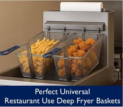 Deep Fryer Basket | 2 Pack | Commercial Grade | 13" x 6.5" x 6" | Nickel Plated Iron | Professional Kitchen Fry Basket | Perfect for Heavy Duty Restaurant Use in Saudi Arabia