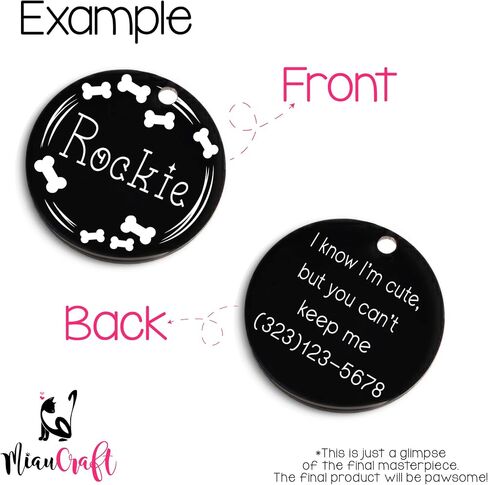 Super Customizable Pet Tags ID for Cats & Dogs | Cat tag: Durable Stainless Steel. Custom Engraved Dog Tags for Collars, Harnesses & Leashes | Many Fonts & Design (Champagne, Round) in Saudi Arabia