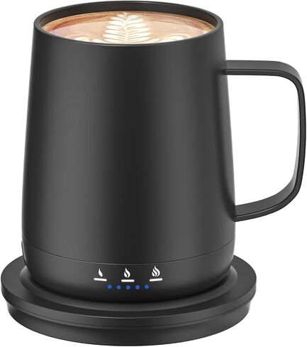 Smart Self Heating Coffee Mug,14oz Temperature Control Coffee Mug,Hot up to 150°F,Rechargeable Heated Coffee Mug,Up to 6H Battery Life,Coffee Cup Warmer,Great Gift for Coffee Lovers,Dad,Mom (Black) in Saudi Arabia