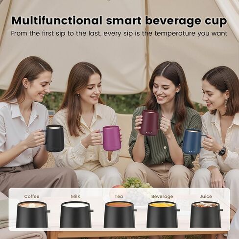 Smart Self Heating Coffee Mug,14oz Temperature Control Coffee Mug,Hot up to 150°F,Rechargeable Heated Coffee Mug,Up to 6H Battery Life,Coffee Cup Warmer,Great Gift for Coffee Lovers,Dad,Mom (Black) in Saudi Arabia