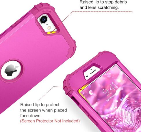 حافظة BENTOBEN لهاتف iPhone SE 2022 وحافظة iPhone SE 2020، شديدة التحمل 3 في 1، هيكل كامل متين ومقاوم للصدمات، حافظة مطاطية ناعمة من البولي كربونات الناعم لهاتف iPhone SE 3rd/2nd Gen، أرجواني فاتح/لافندر in Kuwait