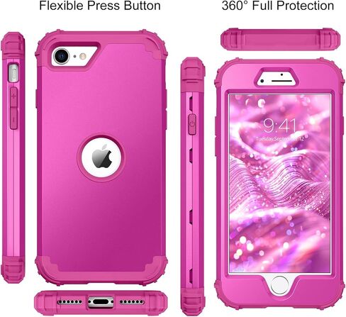 حافظة BENTOBEN لهاتف iPhone SE 2022 وحافظة iPhone SE 2020، شديدة التحمل 3 في 1، هيكل كامل متين ومقاوم للصدمات، حافظة مطاطية ناعمة من البولي كربونات الناعم لهاتف iPhone SE 3rd/2nd Gen، أرجواني فاتح/لافندر in Kuwait