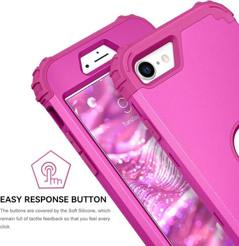 حافظة BENTOBEN لهاتف iPhone SE 2022 وحافظة iPhone SE 2020، شديدة التحمل 3 في 1، هيكل كامل متين ومقاوم للصدمات، حافظة مطاطية ناعمة من البولي كربونات الناعم لهاتف iPhone SE 3rd/2nd Gen، أرجواني فاتح/لافندر in Kuwait